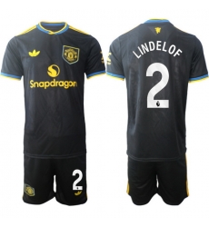 Men Manchester United 2026 Soccer Jerseys Black #2 LINDELOF