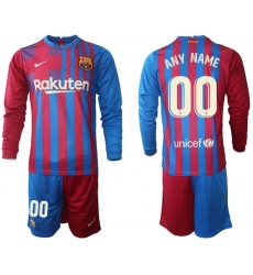 Men Barcelona Long Sleeve Soccer Jerseys 560 Customized