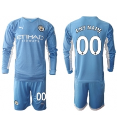 Men Manchester City Long Sleeve Soccer Jerseys 500 Customized