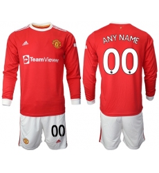 Men Manchester United Long Sleeve Soccer Jerseys 509 Customized