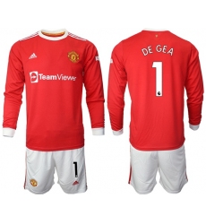 Men Manchester United Long Sleeve Soccer Jerseys 523