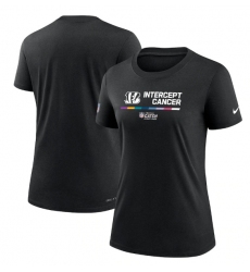 Women Cincinnati Bengals 2022 Black Crucial Catch Performance T Shirt
