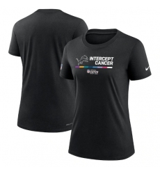 Women Detroit Lions 2022 Black Crucial Catch Performance T Shirt