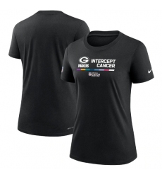 Women Green Bay Packers 2022 Black Crucial Catch Performance T Shirt