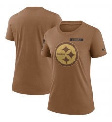 Women Pittsburgh Steelers 2023 Brown Salute To Service Legend Performance T Shirt Run Small