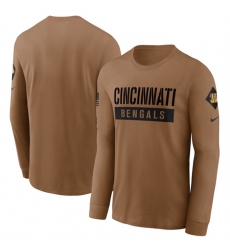 Men Cincinnati Bengals 2023 Brown Salute To Service Long Sleeve T Shirt