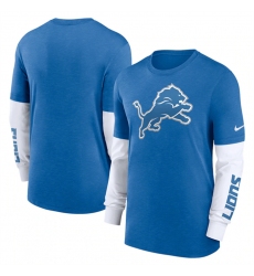 Men Detroit Lions Heather Blue Slub Fashion Long Sleeve T Shirt