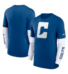 Men Indianapolis Colts Heather Blue Slub Fashion Long Sleeve T Shirt
