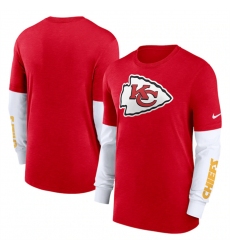 Men Kansas City Chiefs Heather Red Slub Fashion Long Sleeve T Shirt