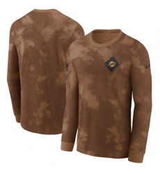 Men Miami Dolphins Brown 2023 Salute To Service Long Sleeve T Shirt