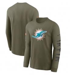 Men Miami Dolphins Olive 2022 Salute To Service Long Sleeve T Shirt