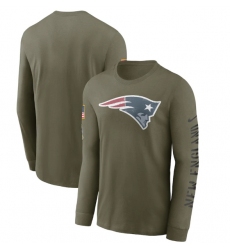 Men New England Patriots Olive 2022 Salute To Service Long Sleeve T Shirt
