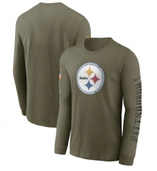 Men Pittsburgh Steelers Olive 2022 Salute To Service Long Sleeve T Shirt