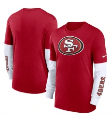Men San Francisco 49ers Heather Scarlet Slub Fashion Long Sleeve T Shirt