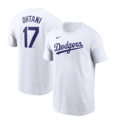 Men Los Angeles Dodgers 17 Shohei Ohtani White 2024 Fuse Name Number T Shirt