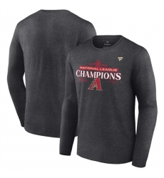 Men Arizona Diamondbacks Heather Charcoal 2023 National League Champions Locker Room Long Sleeve T Shirt