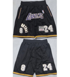 Men Los Angeles Lakers 24 Kobe Bryant Black Shorts   Men Los Angeles Lakers 24 Kobe Bryant Black Shorts