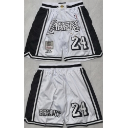 Men Los Angeles Lakers  24 Kobe Bryant White 2026 Shorts 