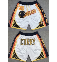 Men Golden State Warriors 30 Stephen Curry White Shorts