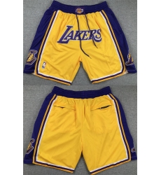 Men Los Angeles Lakers Yellow Purple Shorts  28Run Small 29