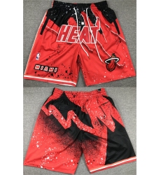 Men Miami Heat Red Black Shorts  28Run Small 29