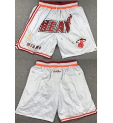 Men Miami Heat White Shorts  28Run Small 29