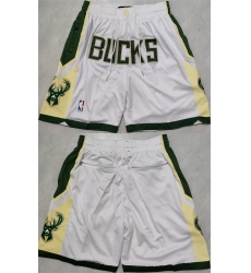 Men Milwaukee Bucks White Shorts  28Run Small 29