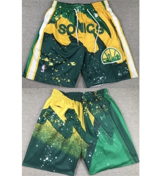 Men Oklahoma City Thunder Green SuperSonics Shorts  28Run Small 29