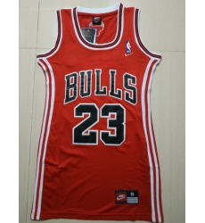 Women Chicago Bulls 23 Michael Jordan Dress Stitched Jersey Red
