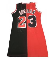 Women Chicago Bulls 23 Michael Jordan Dress Stitched Jersey Red Black Split II