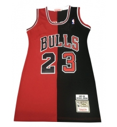 Women Chicago Bulls 23 Michael Jordan Dress Stitched Jersey Red Black Split