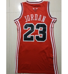 Women Chicago Bulls 23 Michael Jordan Dress Stitched Jersey Red II