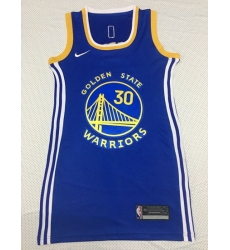 Women Golden Warriors 30 Stephen Curry Dress Stitched Jersey Blue