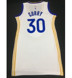 Women Golden Warriors 30 Stephen Curry Dress Stitched Jersey White II