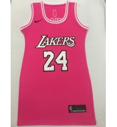 Women Los Angeles Lakers 24 Kobe Bryant Dress Stitched Jersey Pink