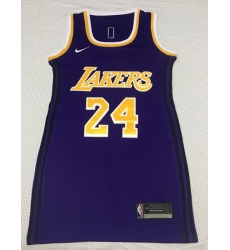 Women Los Angeles Lakers 24 Kobe Bryant Dress Stitched Jersey Purple