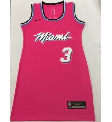 Women Miami Heat 3 Dwyane Wade Dress Stitched Jersey Pink