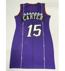 Women Toronto Raptors 15 Vince Carter Dress Stitched Jersey Purple II