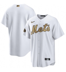 Men New York Mets Blank 2022 All Star White Cool Base Stitched Baseball Jersey