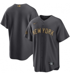 Men New York Yankees Blank 2022 All Star Charcoal Cool Base Stitched Baseball Jersey
