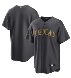 Men Texas Rangers Blank 2022 All Star Charcoal Cool Base Stitched Baseball Jersey