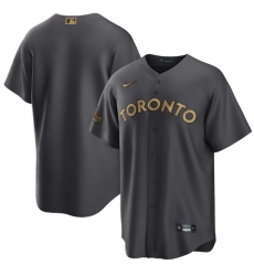 Men Toronto Blue Jays Blank 2022 All Star Charcoal Cool Base Stitched Baseball Jersey