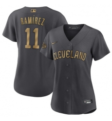 Women Cleveland Guardians 11 Jose Ramirez 2022 All Star Charcoal Stitched Baseball Jersey 