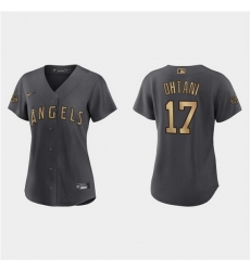 Women Los Angeles Angels 17 Shohei Ohtani 2022 All Star Charcoal Stitched Baseball Jersey 