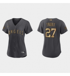 Women Mike Trout Los Angeles Angels 2022 Mlb All Star Game Replica Charcoal Jersey