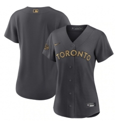 Women Toronto Blue Jays Blank 2022 All Star Charcoal Stitched Baseball Jersey 