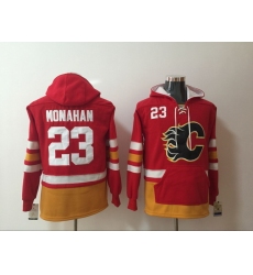 Men Calgary Flames 23 Sean Monahan Red Old Time Heidi NHL Hoodie