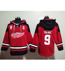 Men Detroit Red Wings #9 Gordie Howe Red Stitched Hoody