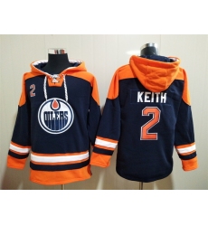 Men's Edmonton Oilers #2 Duncan Keith Navy Ageless Must-Have Lace-Up Pullover Hoodie
