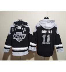 Men Los Angeles Kings 11 Anze Kopitar Black Ageless Must Have Lace Up Pullover Hoodie